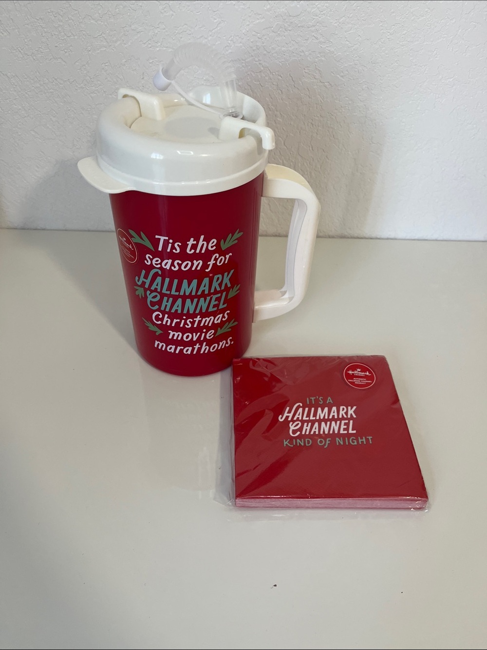 Hallmark Channel Red Travel Mug & Napkins Set